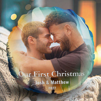 Coussins Ronds Gay Notre Première Vacances Photo Aurores Boréales