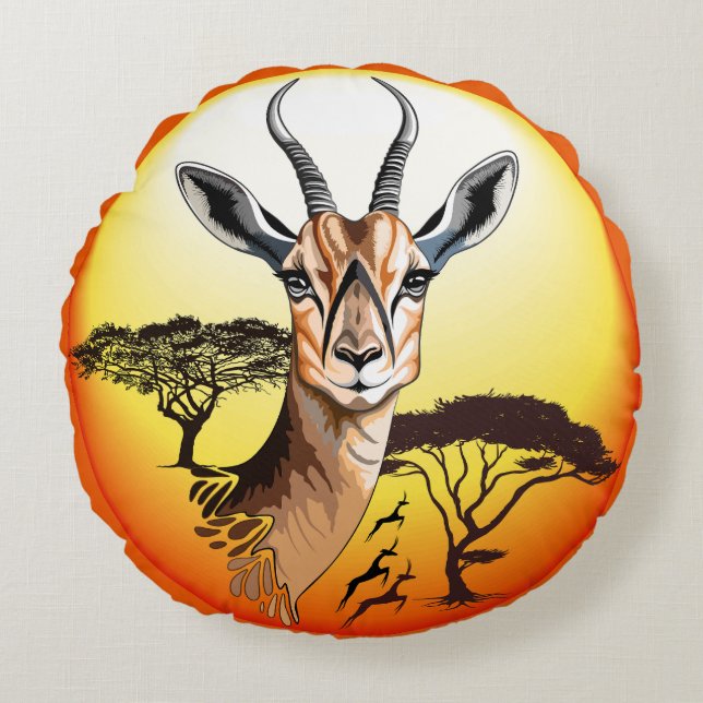 Coussins Ronds Gazelle Antelope africaine animal sauvage (Devant)