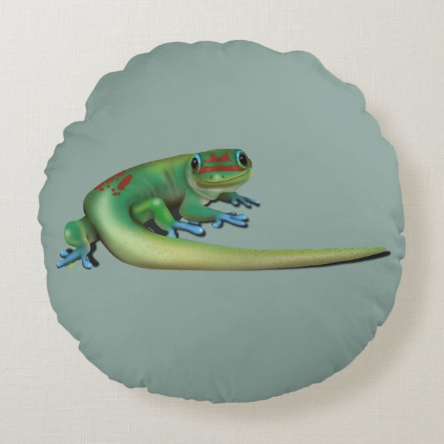 Coussins Ronds Gecko mignon ( vous me parlez ? Regarder en arrièr (Devant)