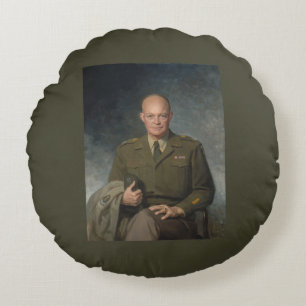 Coussins Ronds Général Dwight Eisenhower Portrait peint 5 étoiles