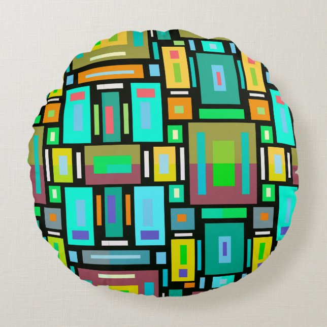 Coussins Ronds Geometric Mosaic Pillow Block Shape (Devant)