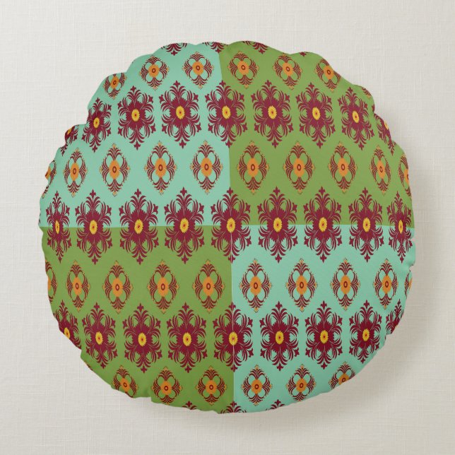 Coussins Ronds Geometric Patchwork Throw Pillow – Modern Purple C (Devant)