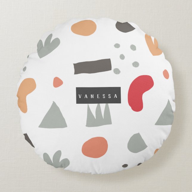 Coussins Ronds Géométrique, abstraite, minimale, moderne, pastel  (Devant)