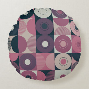 Coussins Ronds Géométrique du milieu du siècle : motif abstrait e