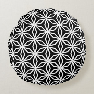 Coussins Ronds Géométrique Inspiré du Japon Noir et Blanc