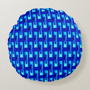 Coussins Ronds Géométrique métallique d'art déco - bleu de co