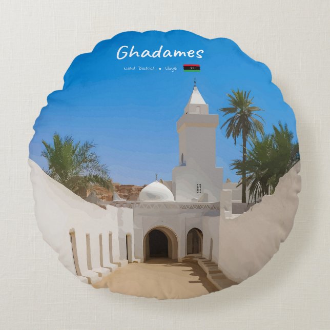 Coussins Ronds Ghadames, Libye - Mosquée Blanche (Devant)