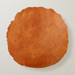 Coussins Ronds Gingembre rustique lisse cuir naturel