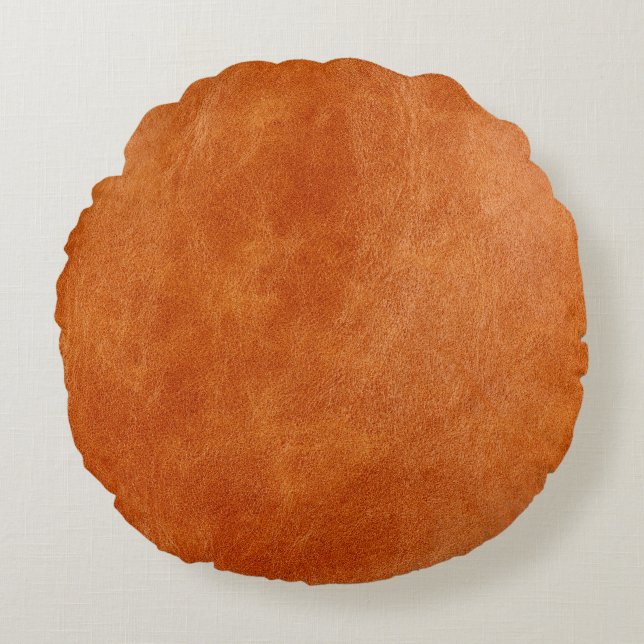 Coussins Ronds Gingembre rustique lisse cuir naturel (Devant)
