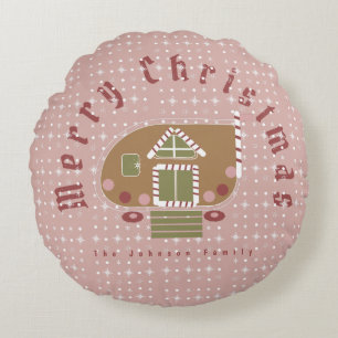 Coussins Ronds Gingerbread House Camper Nom de famille