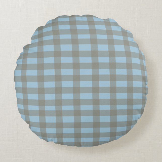 Coussins Ronds Gingham Blue  (Devant)