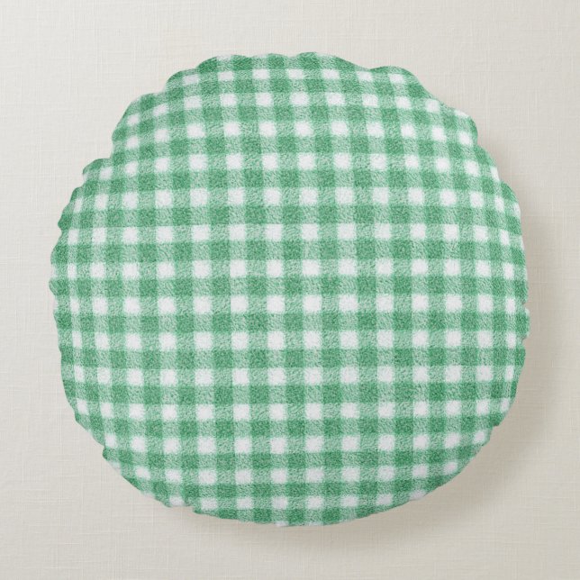 Coussins Ronds Gingham vert menthe  (Devant)