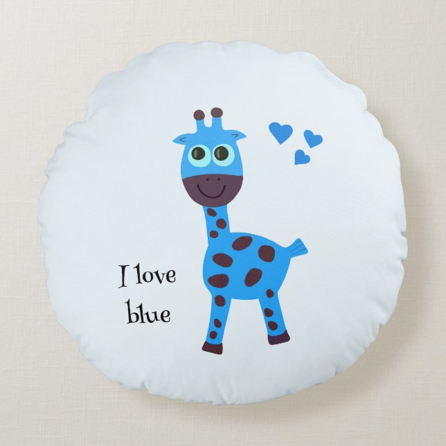 Coussins Ronds girafe bleue (Devant)