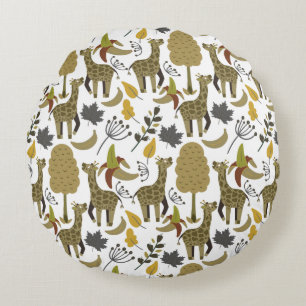 Coussins Ronds Girafe sans couture motif jaune blanc haute