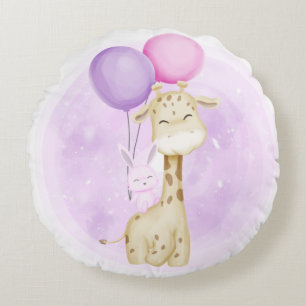 COUSSINS RONDS GIRAFFE BÉBÉ CUTE AVEC BALLONS DORMIR ÉLÉPHANT