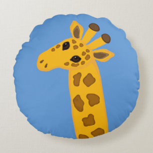 Coussins Ronds Giraffe Cartoon mignonne Jaune doré Brown animal