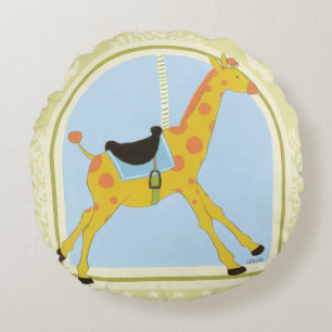 Coussins Ronds Giraffe de carrousel par Juin Erica Vess