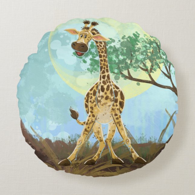 Coussins Ronds Giraffe de la Parade Animale (Devant)