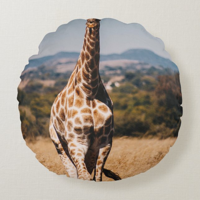 COUSSINS RONDS GIRAFFE ENTOURÉ DE GRASS BROWN (Devant)