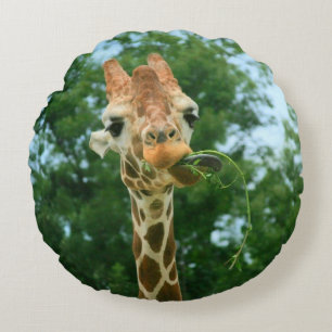 Coussins Ronds Giraffe Manger mauvaises herbes Lève ronde oreille