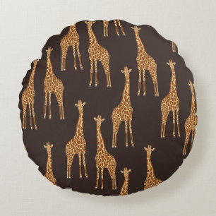 Coussins Ronds Giraffes Dark : Vintage Abstrait sans joint.