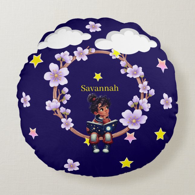 Coussins Ronds Girl using her imagination (Devant)