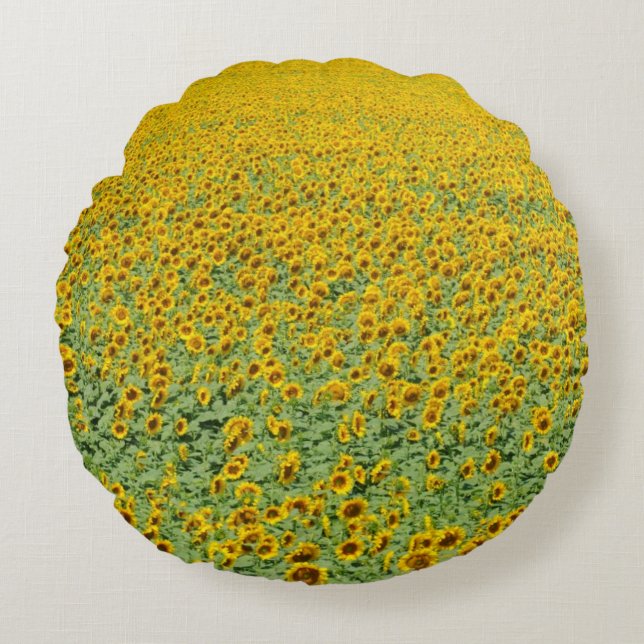 Coussins Ronds Gisement jaune de tournesol (Devant)