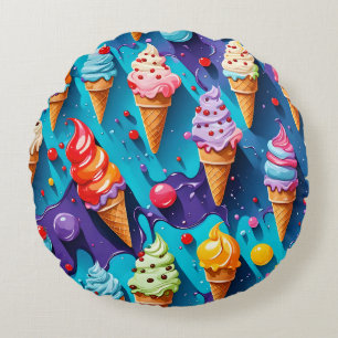 Coussins Ronds Glaces Colorées Art