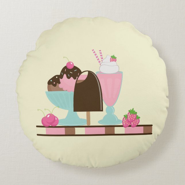 Coussins Ronds Glaces Sundae Traités Estivaux (Devant)