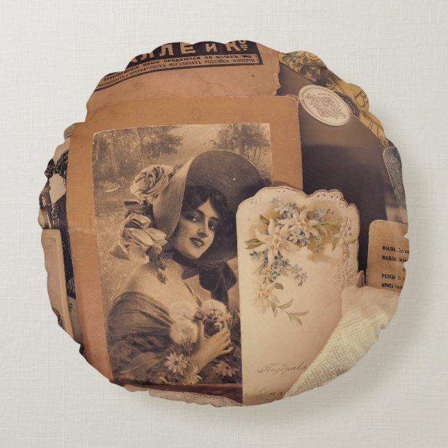 Coussins Ronds Glamour nostalgique : Portraits russes Vintages. (Devant)