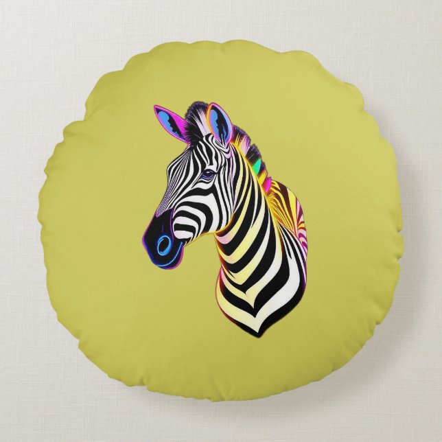 Coussins Ronds Glow Neon Zebra (Devant)