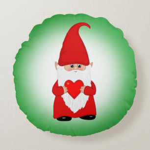 Coussins Ronds Gnome de Noël sur vert