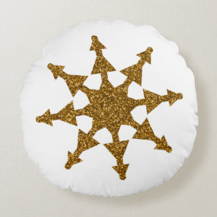 Coussins Ronds Golden Christmas Snow Star