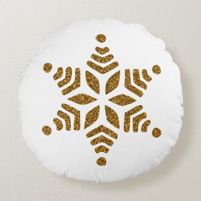 Coussins Ronds Golden Christmas Snow Star (Devant)