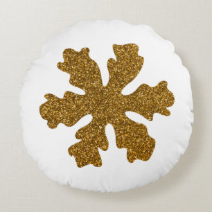 Coussins Ronds Golden Christmas Snow Star