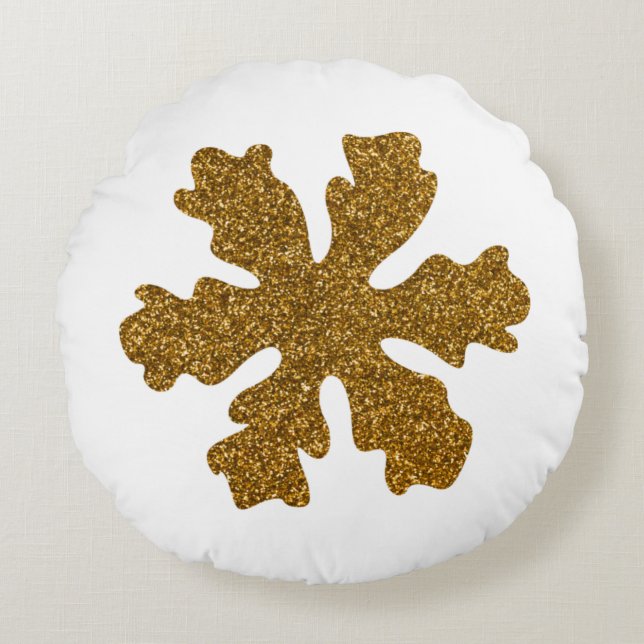 Coussins Ronds Golden Christmas Snow Star (Devant)