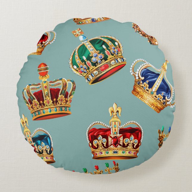 Coussins Ronds Golden Crown Baroque Mode Texture (Devant)