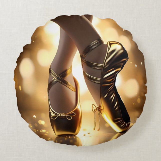 Coussins Ronds Golden Elegance : Chaussures Ballerina sur Gold Bo (Devant)