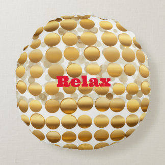 Coussins Ronds "Golden Gleam : Polka Dot Round Thlow Pillow"