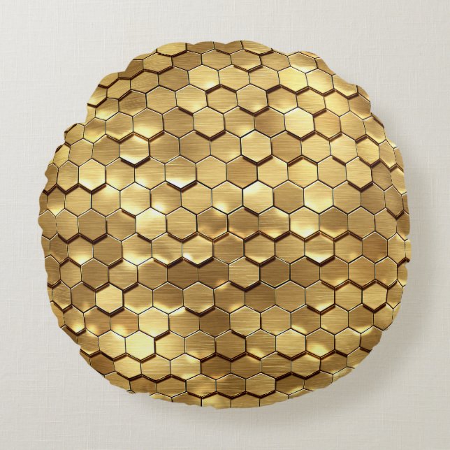 Coussins Ronds Golden Honeycomb 3D Render Texture (Devant)