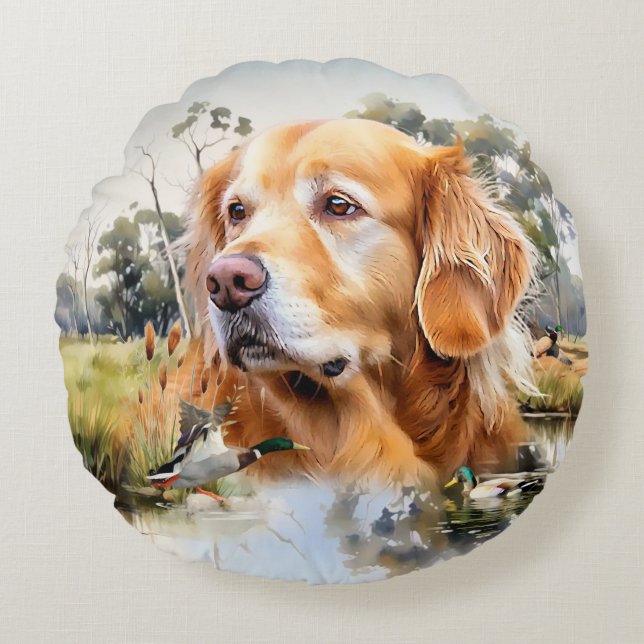Coussins Ronds Golden Retriever (Devant)