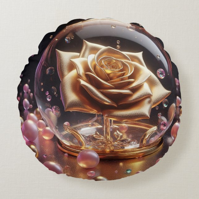 Coussins Ronds Golden rose in a globe (Devant)