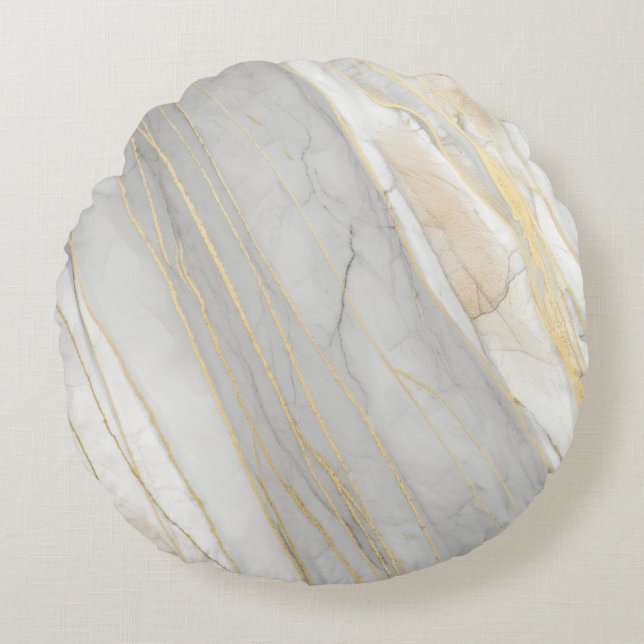 Coussins Ronds Golden Veined Carrara Marble Texture (Devant)