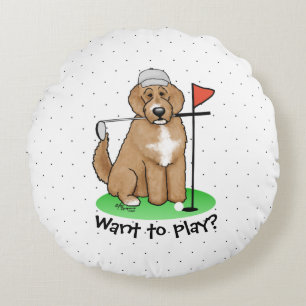 Coussins Ronds Goldendoodle Chien Jouer Golf (rouge whmk2) Plaisi