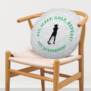 Coussins Ronds Golfeuse Silhouette Mignonne Balle de Golf Sportiv