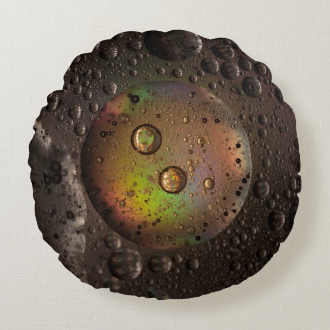 Coussins Ronds gouttelettes d'eau sur panneau de verre (Devant)