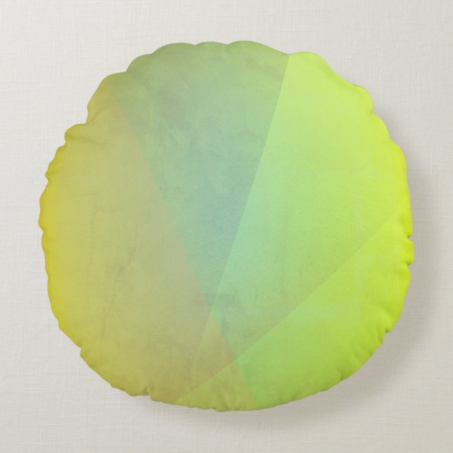 Coussins Ronds Gradation géométrique jaune moderne (Devant)