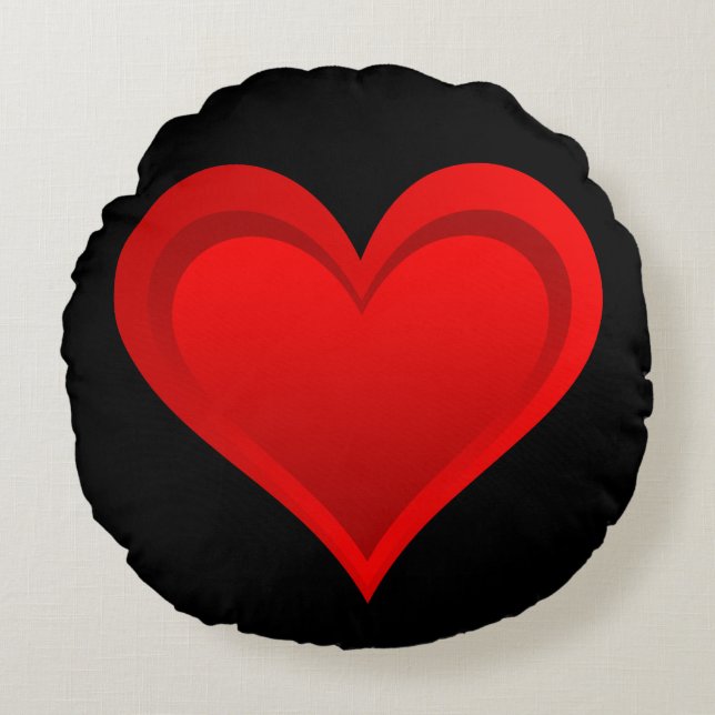 Coussins Ronds Gradients RED LOVE HEART + votre backgr. & idées (Devant)