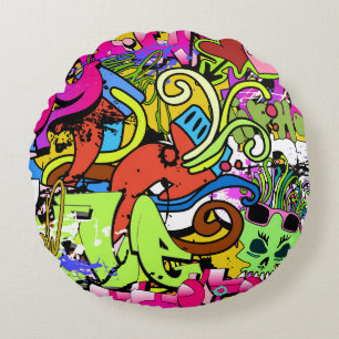 Coussins Ronds Graffiti Art : Hip-Hop Style Arrière - plan