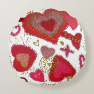 Coussins Ronds Graffiti Love Round Ados Coussin, rose